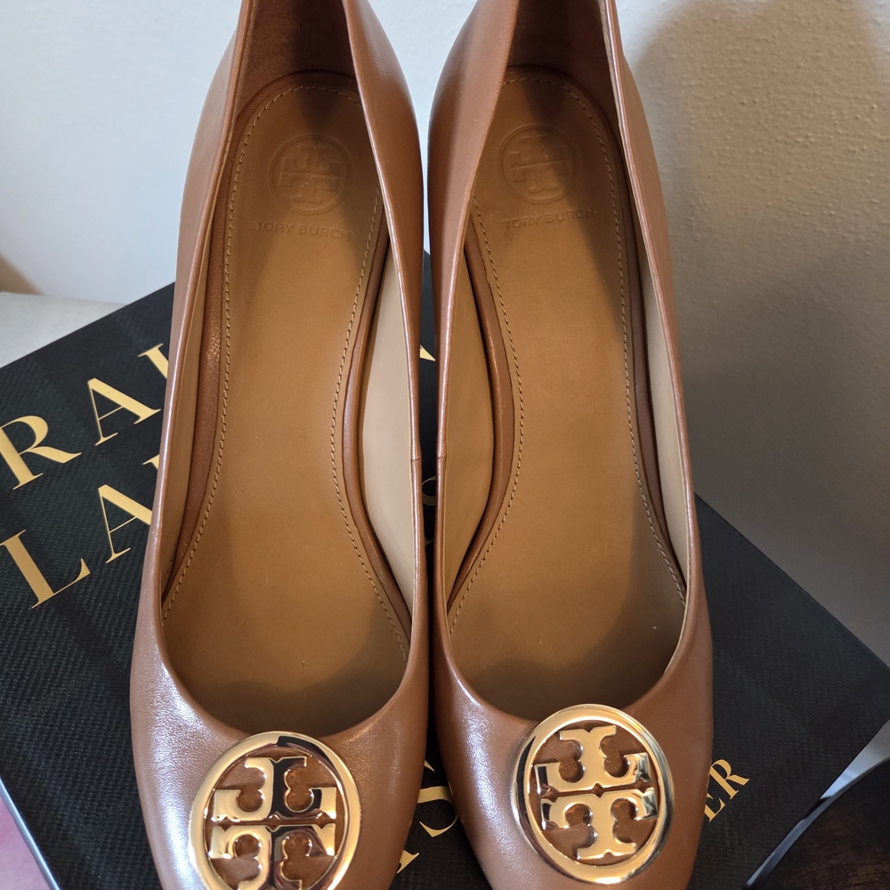 Tory BURCH Caroline Brown Wedge 8M - Picture 3 of 9